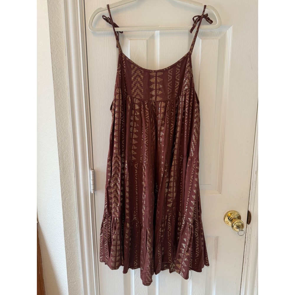Elan Brown Metallic Mini Dress with Gold Accents - Picture 8 of 8